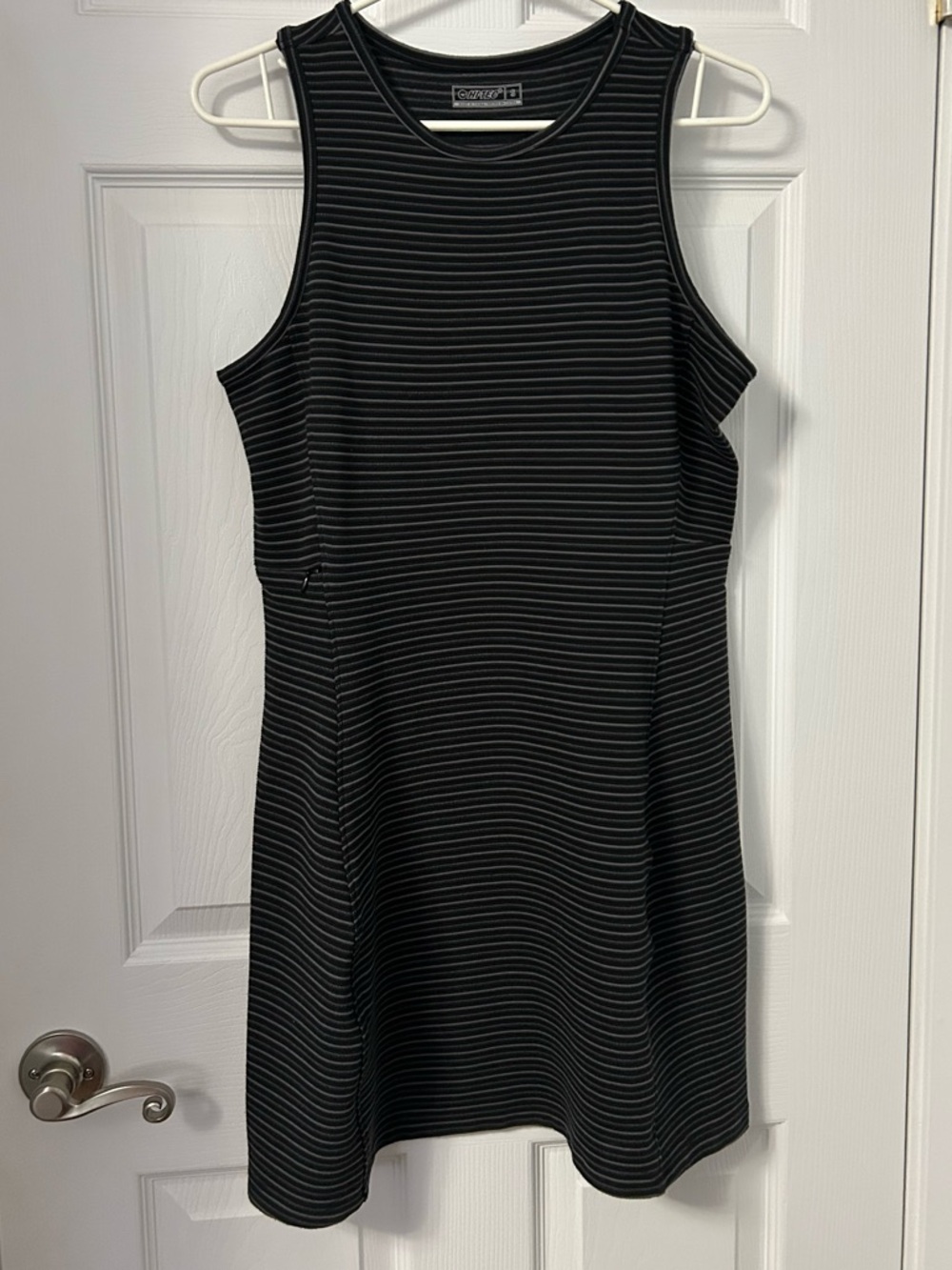 Hi-Tec Black Mini Dress with Subtle Gray Stripes